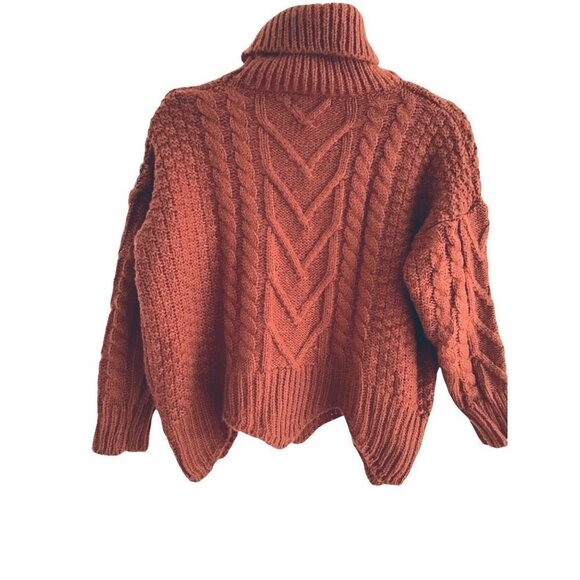 ZAFUL SZ OS SOFT RUST CABLE KNIT SWEATER - Picture 6 of 7